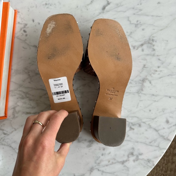 Valentino Rockstud Snakeskin slides sandals 37 - Picture 4 of 4